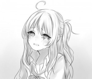 Создать мем: тянка рисунок карандашом, плачущая девушка аниме, рисунок
