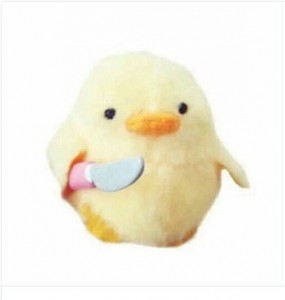 Create meme: meme chick with a knife, chicken with a knife, duck with a knife