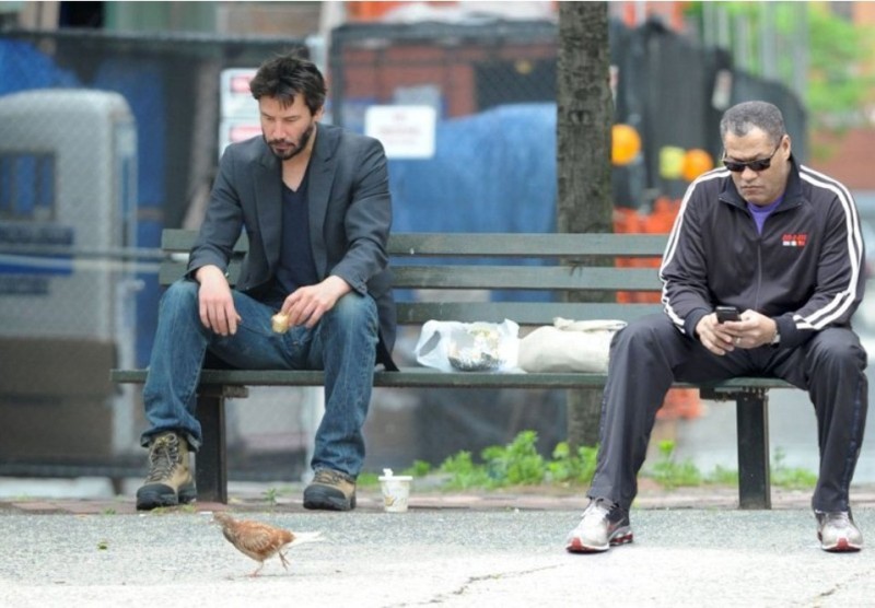 Create meme: Keanu Reeves sad, Keanu Reeves on a bench, Keanu Reeves 