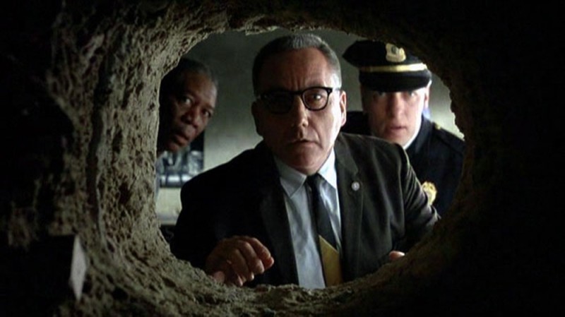 Create meme: Bob Gunton Escape from Shawshank, prone to escape, boggs diamond