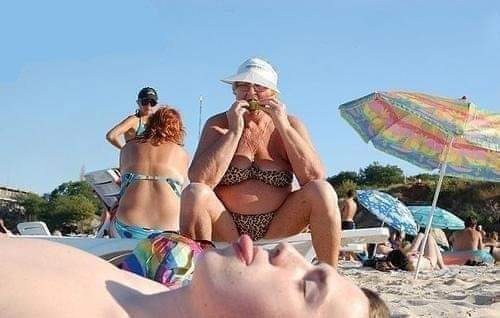 Create meme: old ladies on the beach, old nudist ladies on the beach, old women on the beach