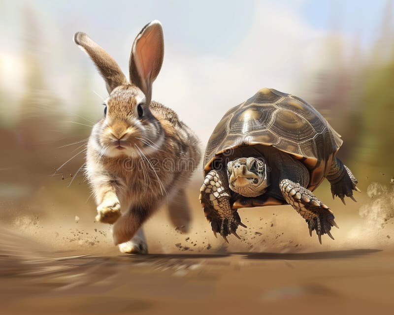 Create meme: rabbit and turtle, The running hare, The hare