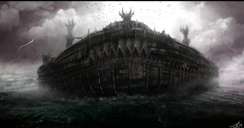 Create meme: Black ark warhammer fantasy, warhammer fantasy, a huge fantasy ship