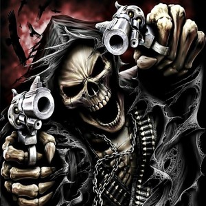Create meme: gamer, skeleton with a gun