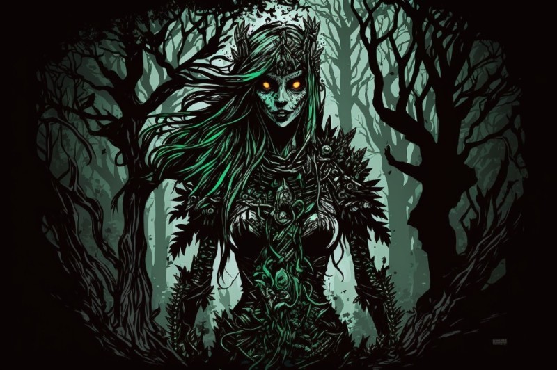 Create meme: dark arts, Dryads art dark fantasy, Yaga is a nightmare of the dark forest