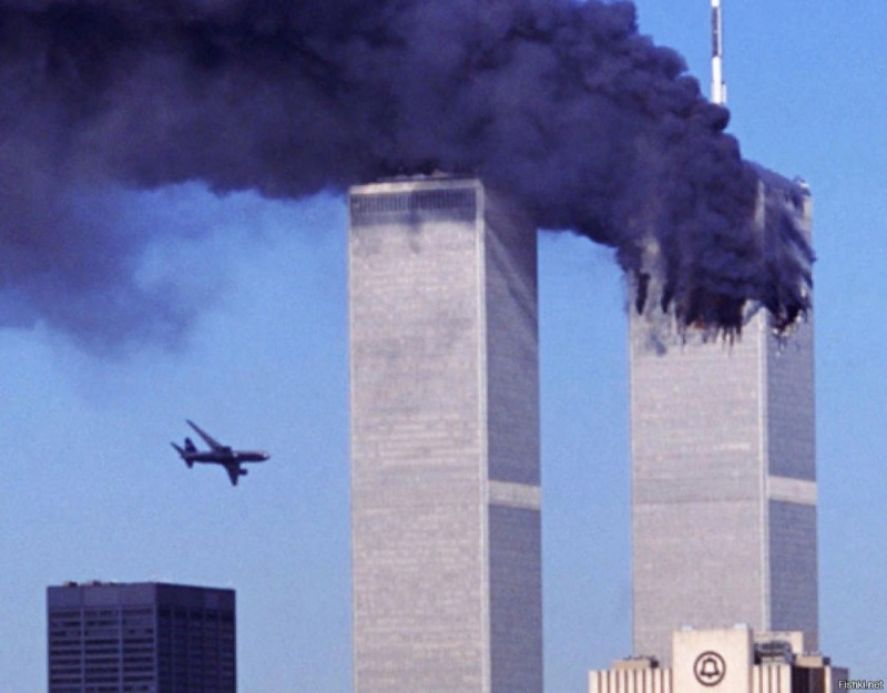 Создать мем: september 11 attacks, самолёт летит в башни близнецы, башни близнецы самолет
