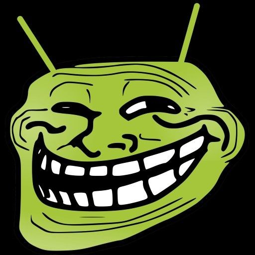 Create meme: the trollface , the smiling troll, trollface on a green background