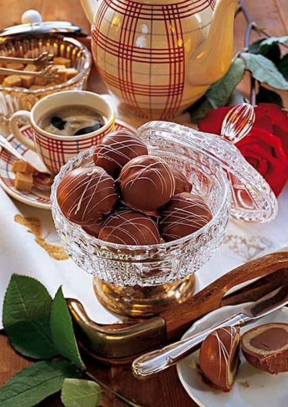 Create meme: sweets for tea, candy balls are chocolate, good morning tea