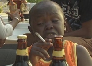 Create meme: meme kid, meme Negro, cigarettes and beer