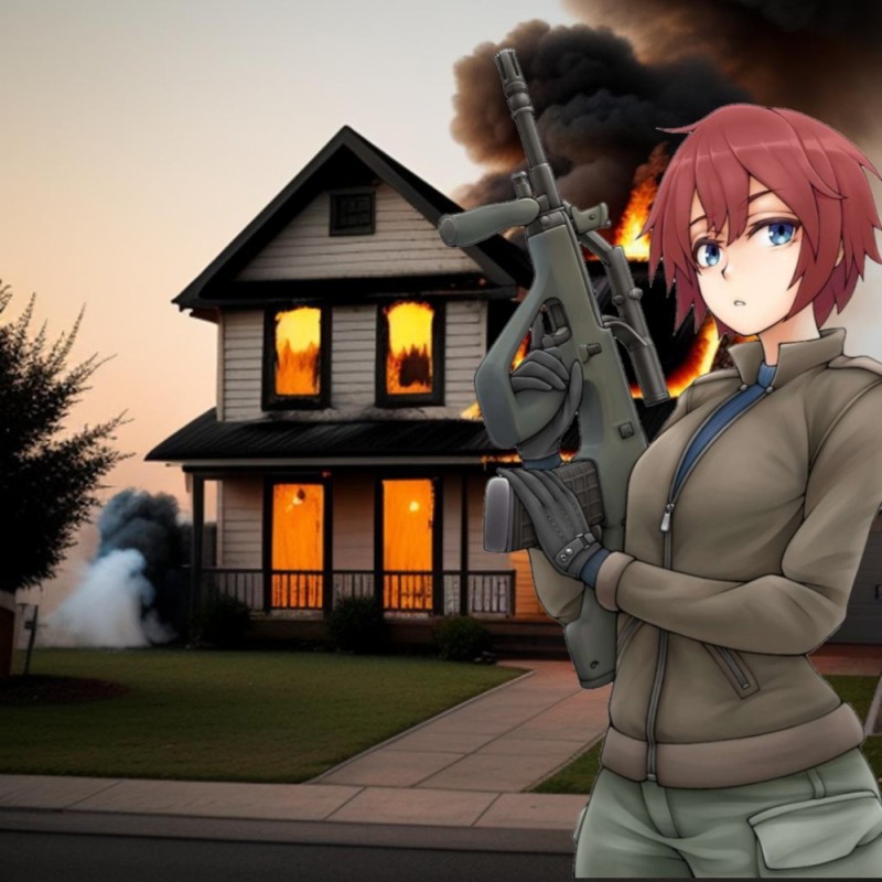 Create meme: Doki doki stalker, anime girls with guns, zap_nik anime stalker