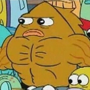 Create meme: spongebob buff, spongebob inflated fish, fish from spongebob Jock