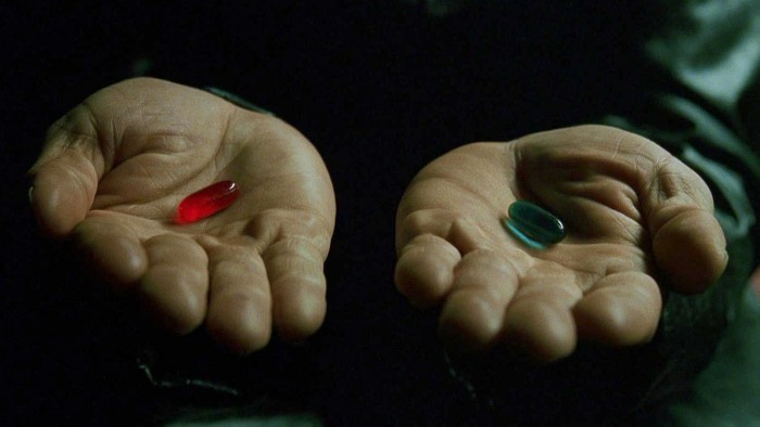 Create Comics Meme Red Or Blue Pill Matrix Choice Pill The Hands Of