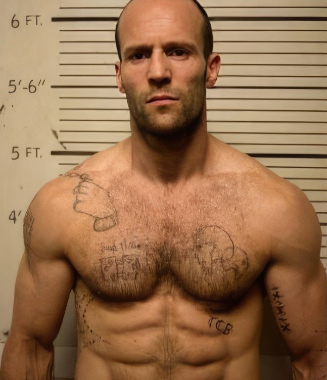 Create meme: Jason Statham workout, Jason Statham body, jason statham tattoos