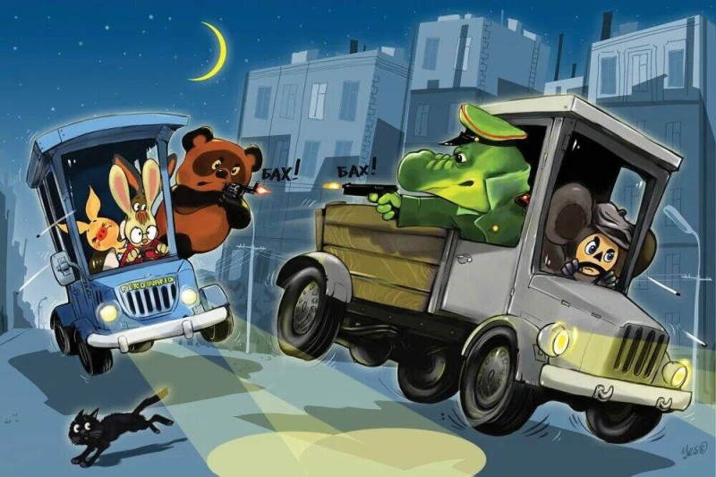 Create meme: cheburashka and crocodile, Gena and Cheburashka , cartoons 