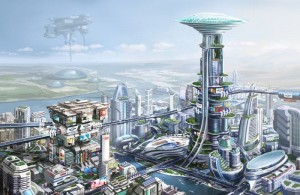 Создать мем: футуристическая архитектура, simcity 5 город будущего мегабашеи, города будущего фантастика