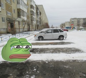 Create meme: the landscape alley, fun photo car snow