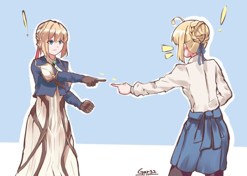 Create meme: violet evergarden, saber arturia, Violet Evergarden and Arturia Pendragon