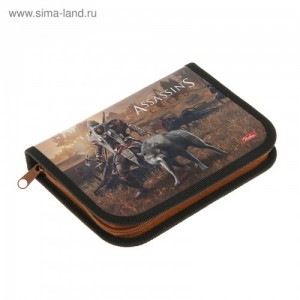 Create meme: pencil case assassin, pencil case 1 section for boys, pencil case 2 compartments 120x190 mm, folding bracket, a laminated cardboard "tank battle"