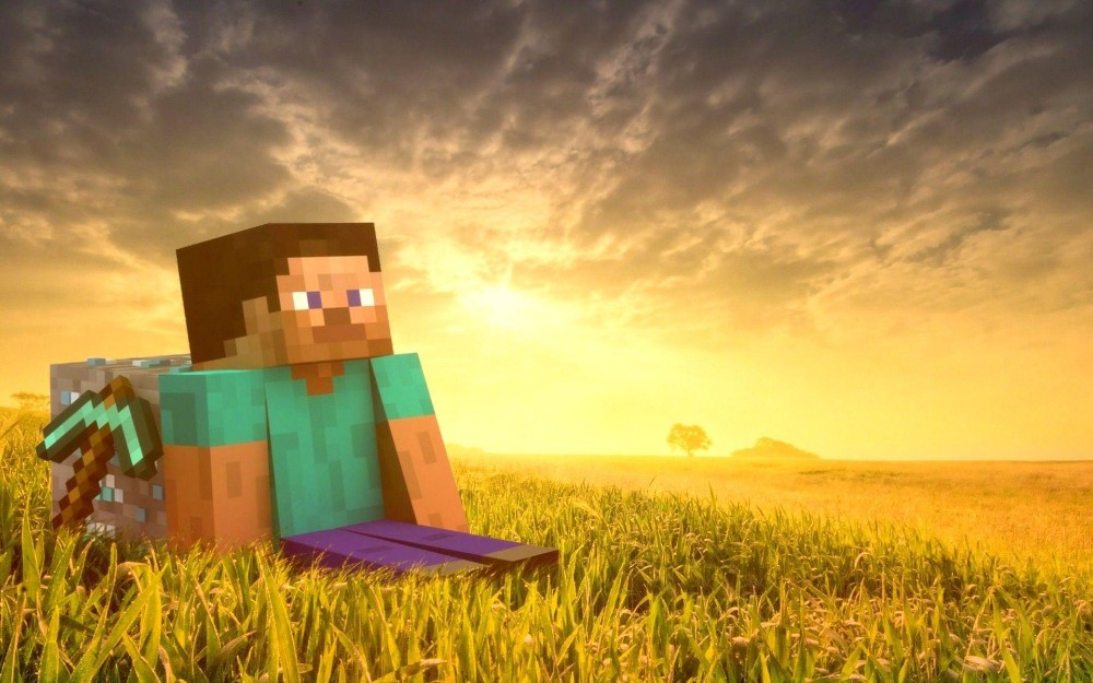 Create meme: Steve is sitting in a minecraft field, game minecraft, minecraft steve in the field