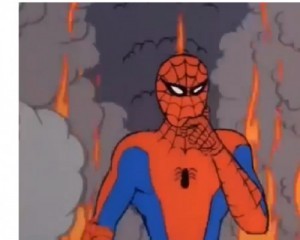 Создать мем: человек паук в огне, я чую опасность человек паук, ъуъ человек паук мем