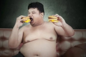 Создать мем: человек, толстый человек ест, толстяк