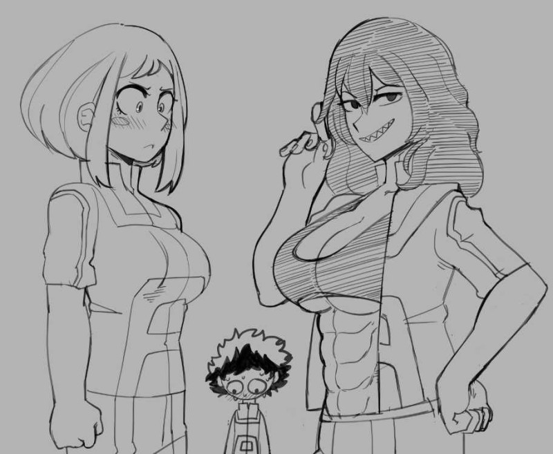 Create meme: giantess of uraraka, my hero Academy, anime drawings