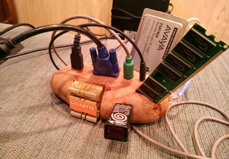 Create meme: pc made of potatoes, funny video cards, potato processor