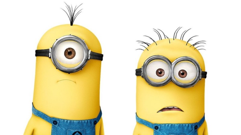 Create meme: surprised minion, minions on a white background, minion characters