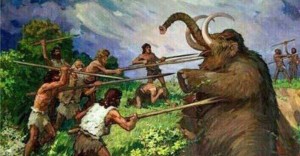 Create meme: mammoths in Russia, primitive hunters, hunting for mammoth pictures