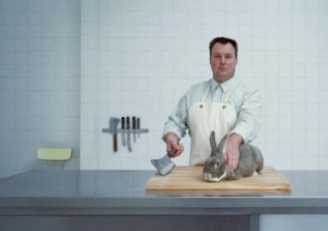Create meme: Chef and rabbit
