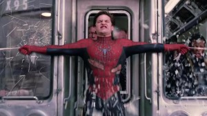 Create meme: Spider-man 2, Tobey Maguire spider-man train, Spiderman 2 train