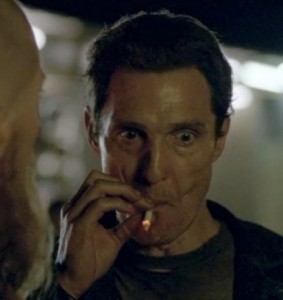 Create meme: Matthew McConaughey, true detective meme with a cigarette, McConaughey smokes meme