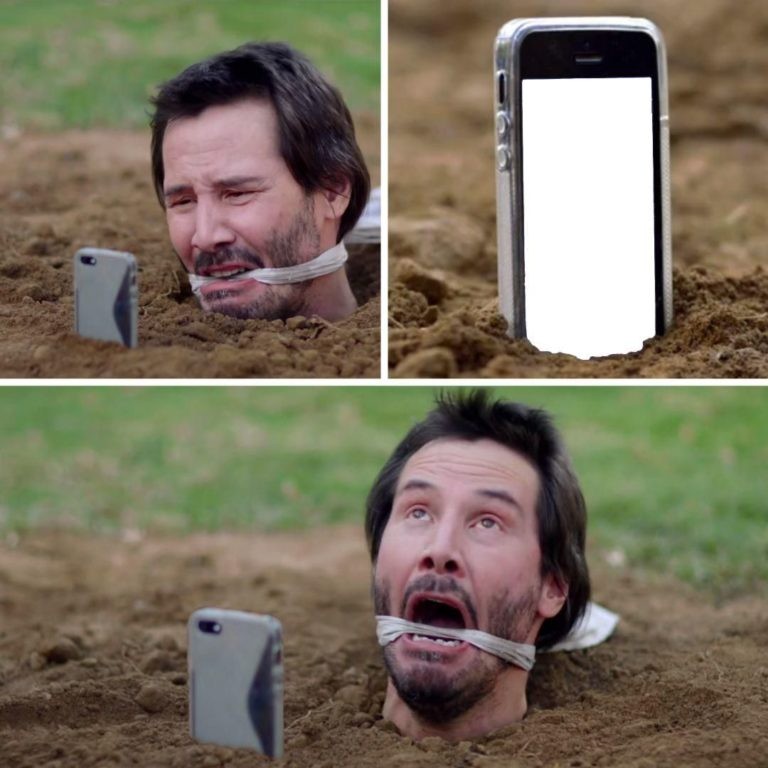 Create meme: phone , frame timer meme, Keanu Reeves 