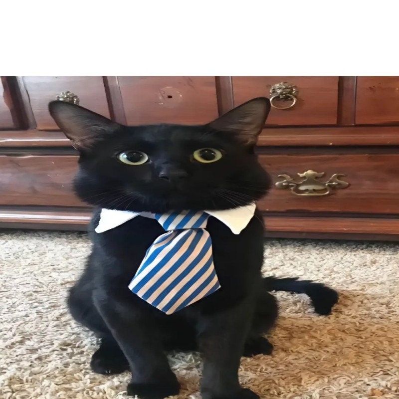 Create meme: black cat in a tie, cat costume, cat in a business suit