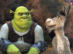 Create meme: Shrek stills from the cartoon, donkey from Shrek at the table, Shrek forever cartoon 2010
