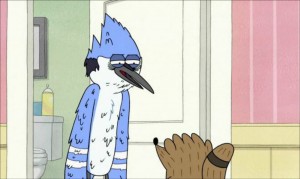 Создать мем: regular show фотографии, regular show meteor moves, sad mordecai bed