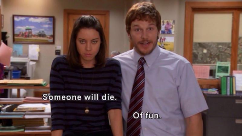 Create meme: someone will die of fun, someone will die, parks and recreation areas