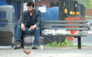Create meme: Keanu Reeves on a bench, sad Keanu Reeves, sad Keanu