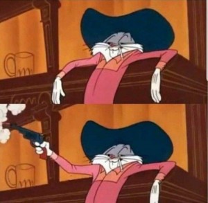 Create meme: bugs Bunny shoots a gun meme, bugs bunny meme, Bugs Bunny