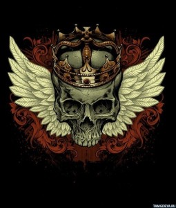 Create meme: winged skull with crown, skull, skull with wings crown png