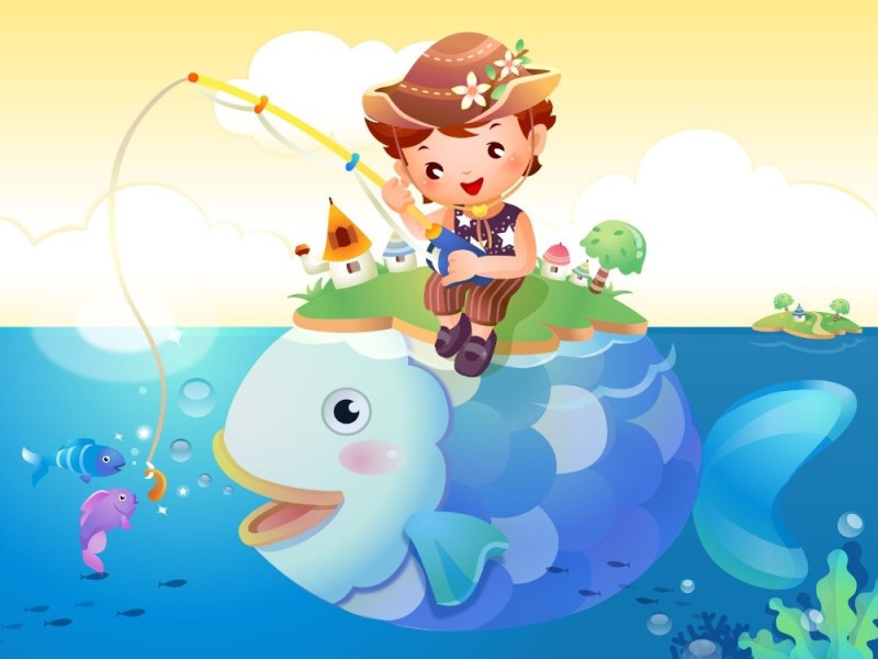 Create meme: fishing background for children, fishing for children, fishing drawing for children