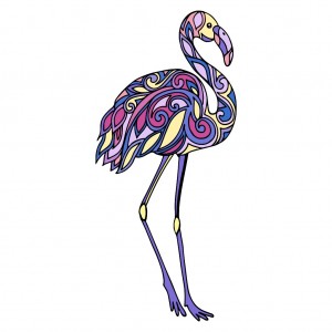 Create meme: zentangle, vector illustration, Flamingo