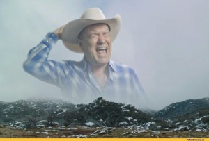 Создать мем: орущий мужик в горах, jimmy barnes screaming, cowboy