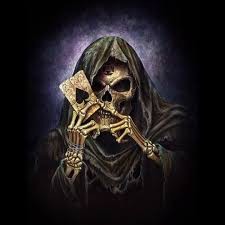 Create meme: A skull with cards, skull of death, skull