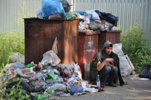 Create meme: homeless, trash, homeless in a dumpster