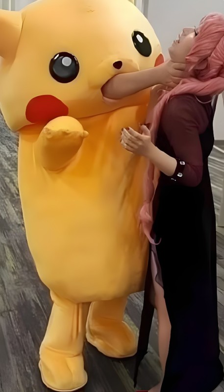 Create meme: Cosplay Pikachu girl, pokemon pikachu cosplay, A man in a Pokemon costume