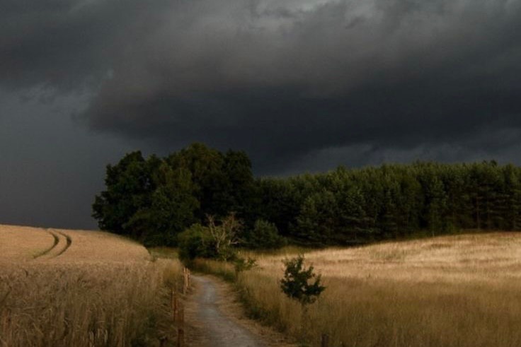 Create meme: landscape thunderstorm, the landscape is dark, nature before a thunderstorm