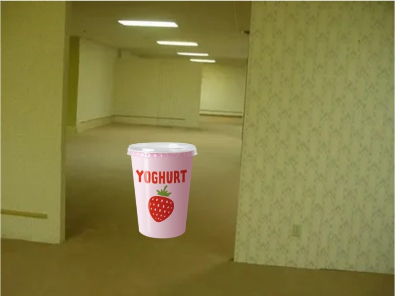 Create meme: yogurt , strawberry yogurt, backrooms of the original