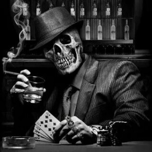Создать мем: скелет с сигарой, mafia ii, покерок