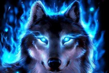 Создать мем: волк огненный, красивый волк, синий волк
